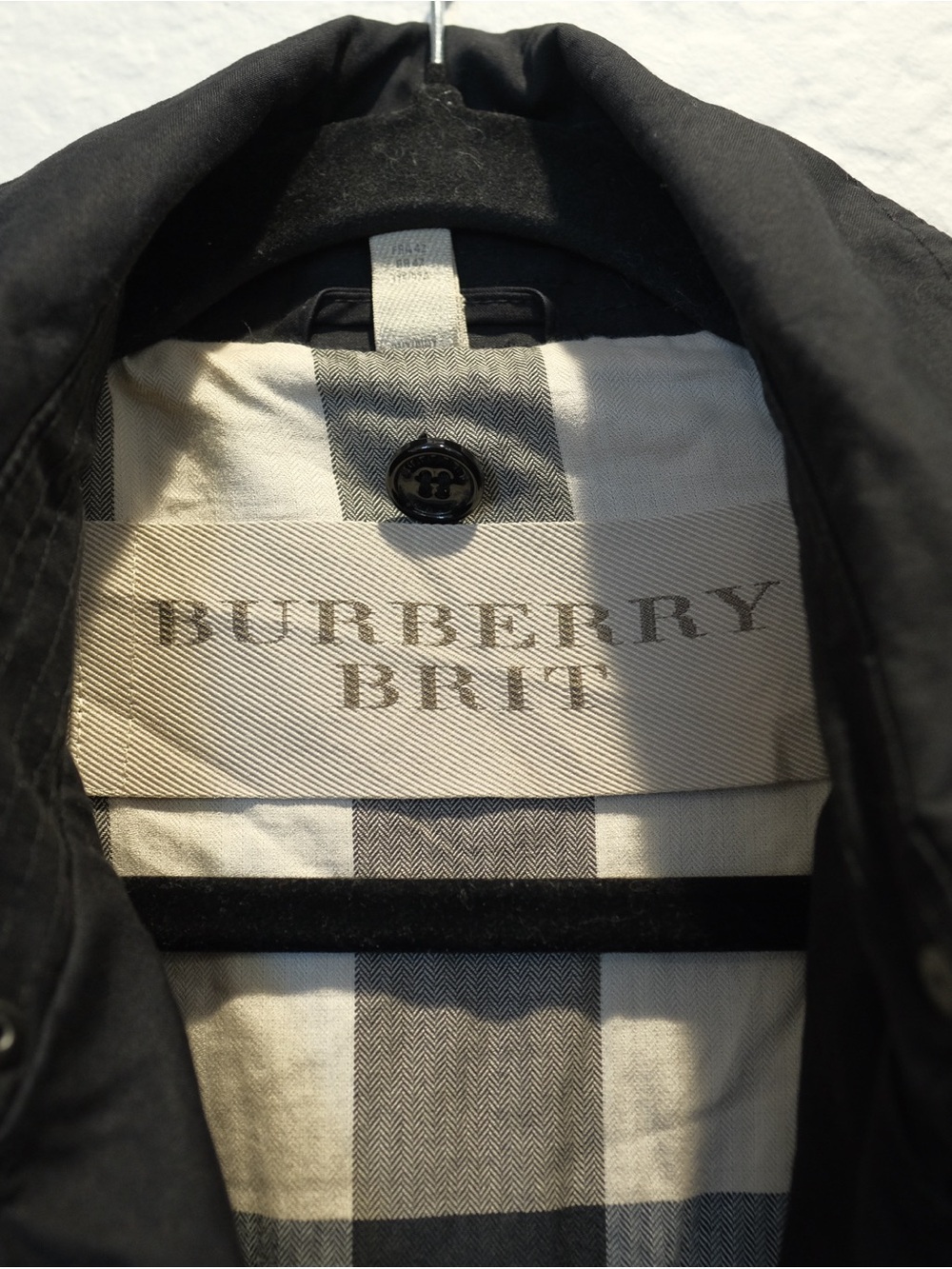 Burberry Brit Black Double Breasted Trench Coat Size 10 Nova Check **READ - Picture 9 of 12